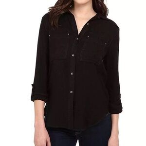 Calvin Klein Airflow Utility Button Down Women's Casual Shirt Roll Up Sleeve L